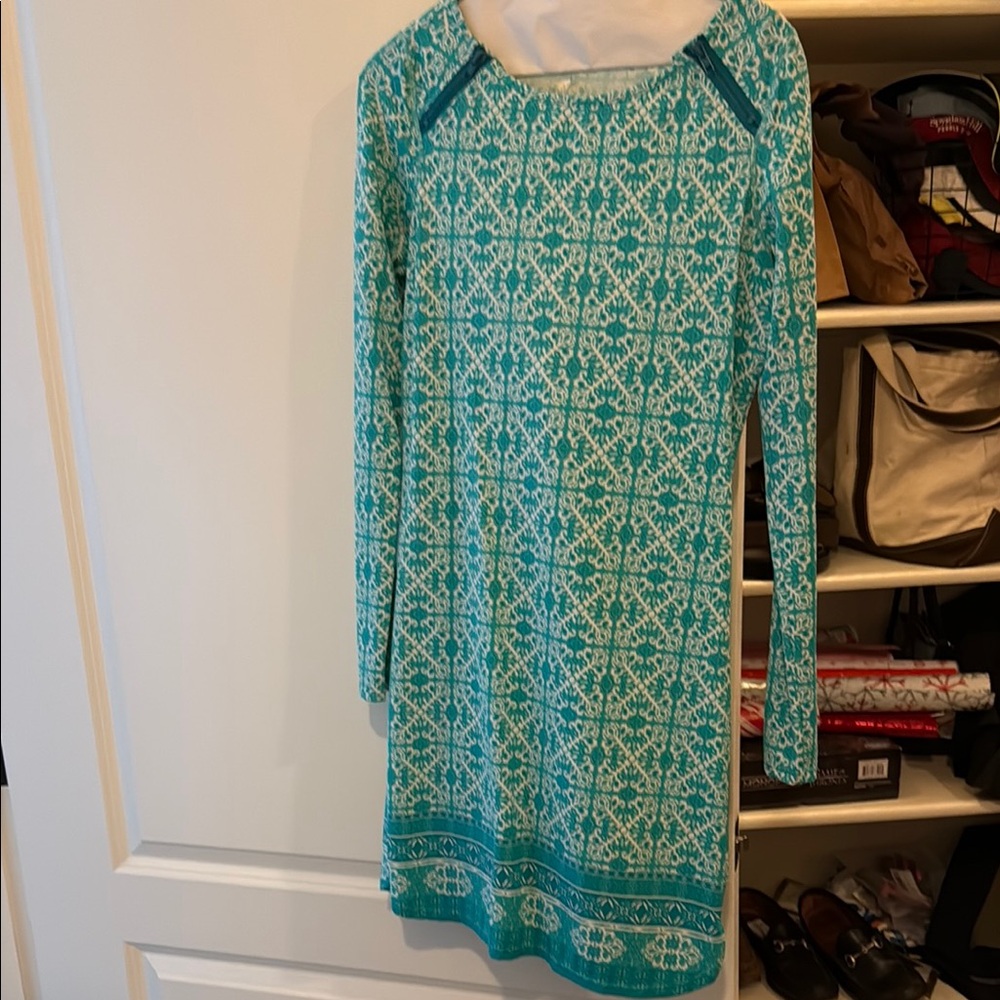 Elegant Teal Patterned Dress